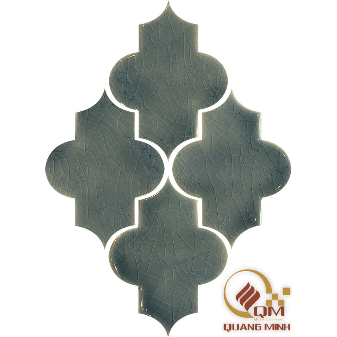 Gạch Mosaic Gốm Maroc Xanh Ghi QM-GMR02
