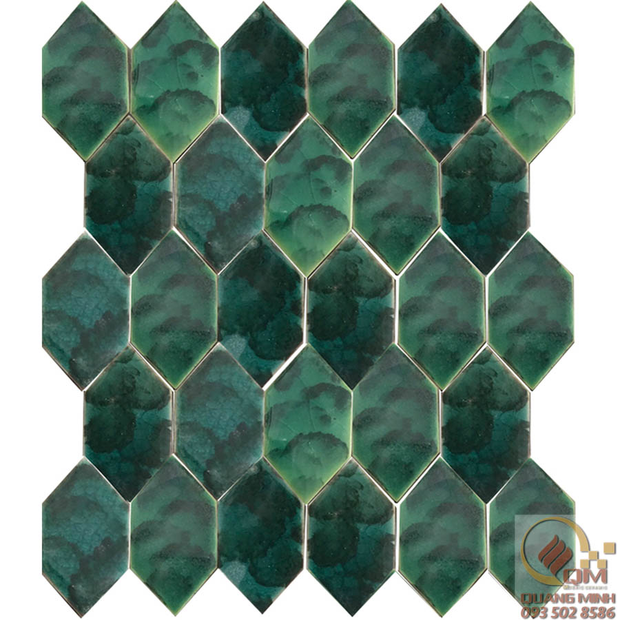 Gạch Mosaic Gốm Lục Giác hình Quả Trám Xanh QM-GLG08