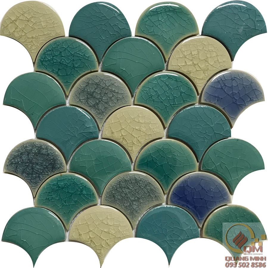 Gạch Mosaic Gốm Vẩy Cá Trộn Màu QM-GVC05