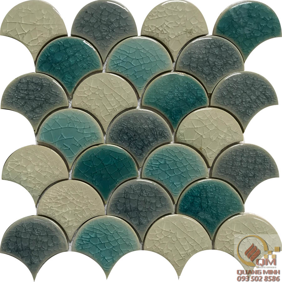 Gạch Mosaic Gốm Vẩy Cá Trộn Màu QM-GVC06