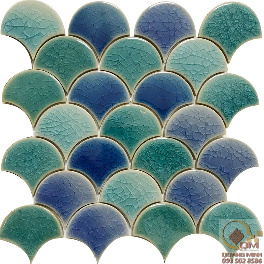 Gạch Gốm Mosaic Vẩy Cá Trộn Màu QM-GVC10