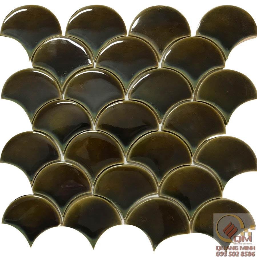 Gạch Mosaic Gốm Vẩy Cá Màu Đồng QM-GVC18