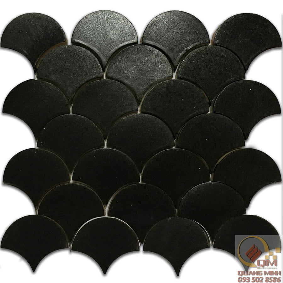 Gạch Mosaic Gốm Vẩy Cá Màu Đen QM-GVC25