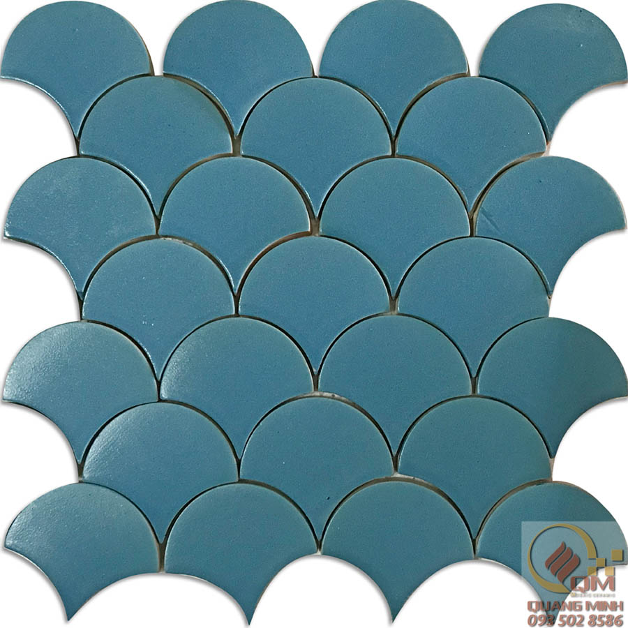 Gạch Mosaic Gốm Vẩy Cá màu xanh QM-GVC29