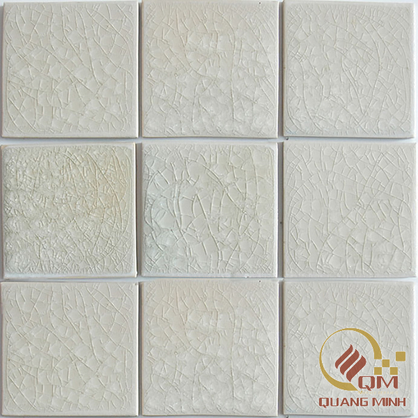 Gạch Mosaic Gốm Vuông Men Rạn Trắng Sữa 10 x 10 QM-MD1014