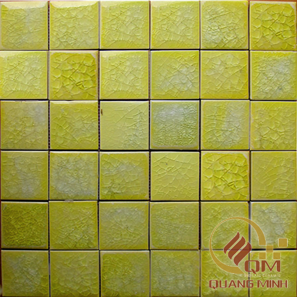 Gạch Mosaic Gốm Màu Vàng Chanh 5 x 5 QM-MD525