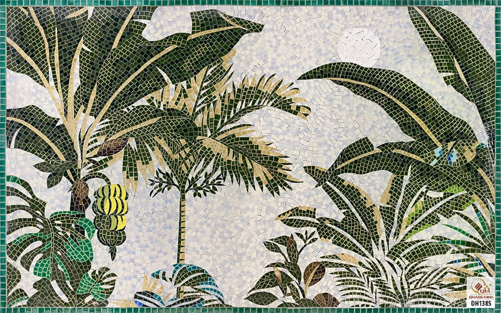 Tranh Gốm Mosaic Phong Cảnh Vườn Chuối QM-VC01