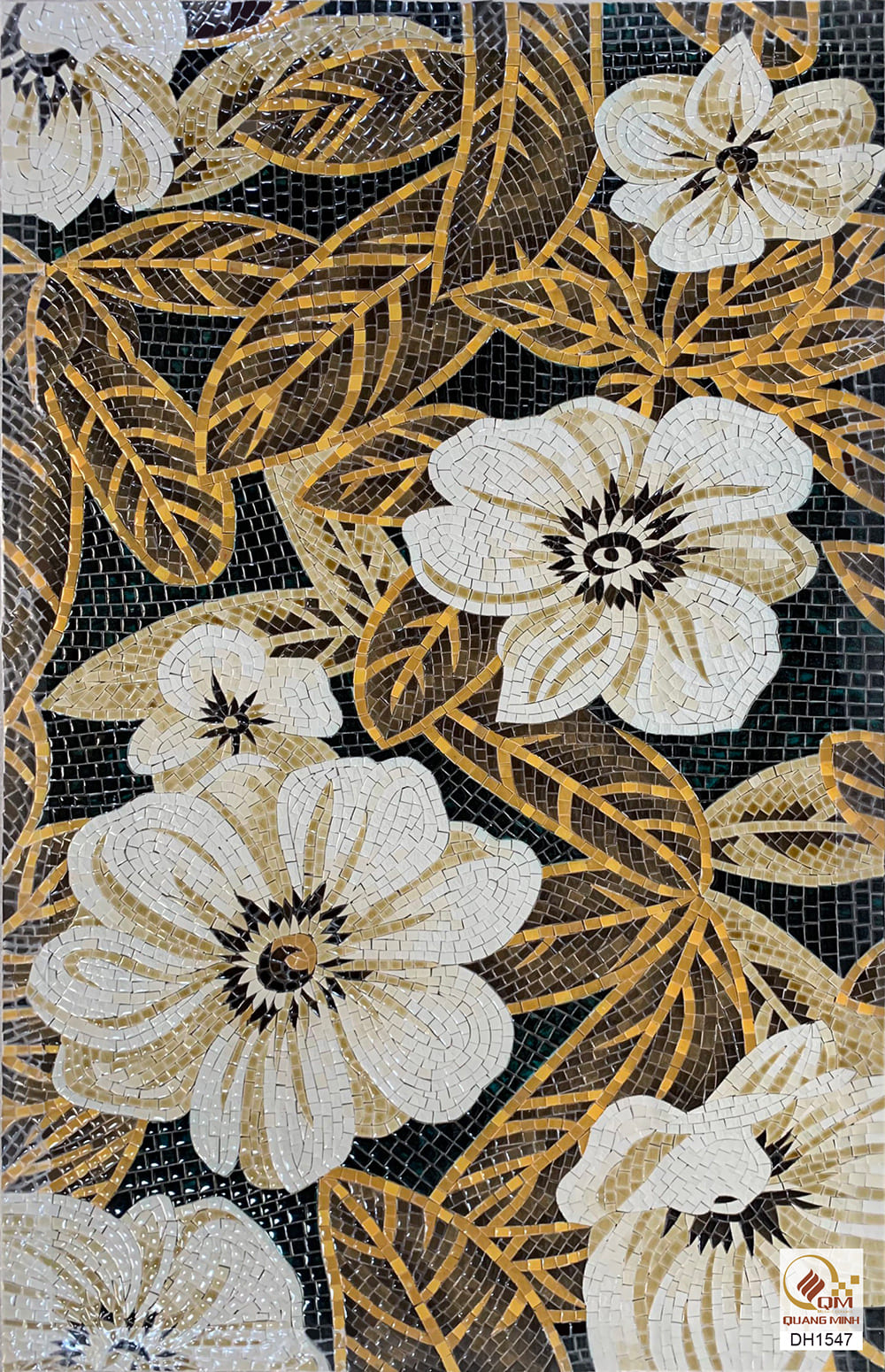 Tranh Gốm Mosaic Hoa Bạch Thiên Hương QM-BTH01