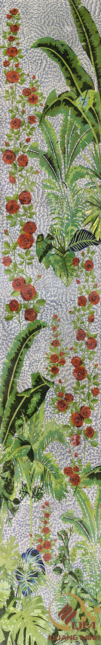 Tranh Mosaic Gốm Hoa Hồng Leo QM-HH01