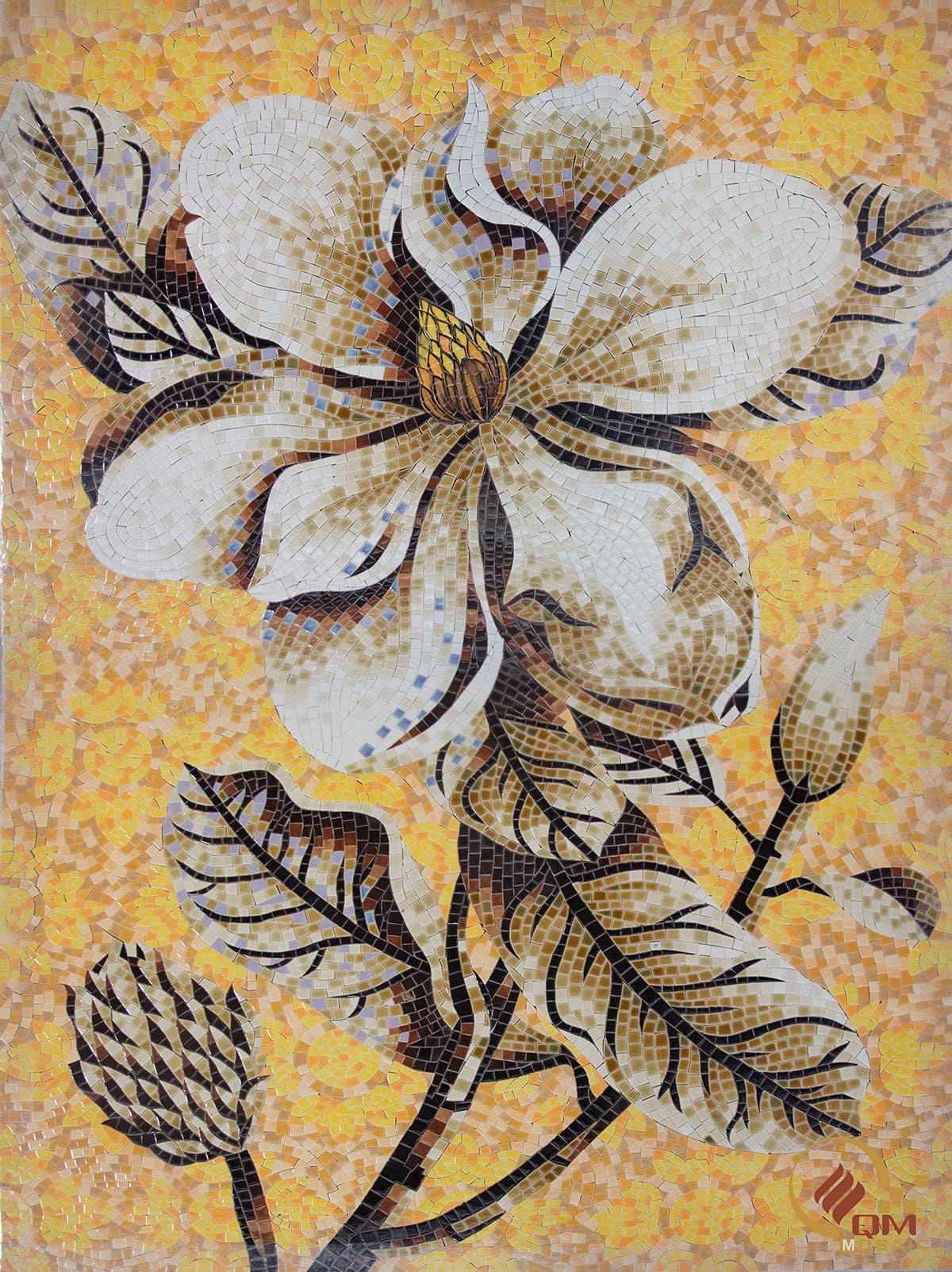 Tranh gốm mosaic Hoa Mộc Lan QM-HML01