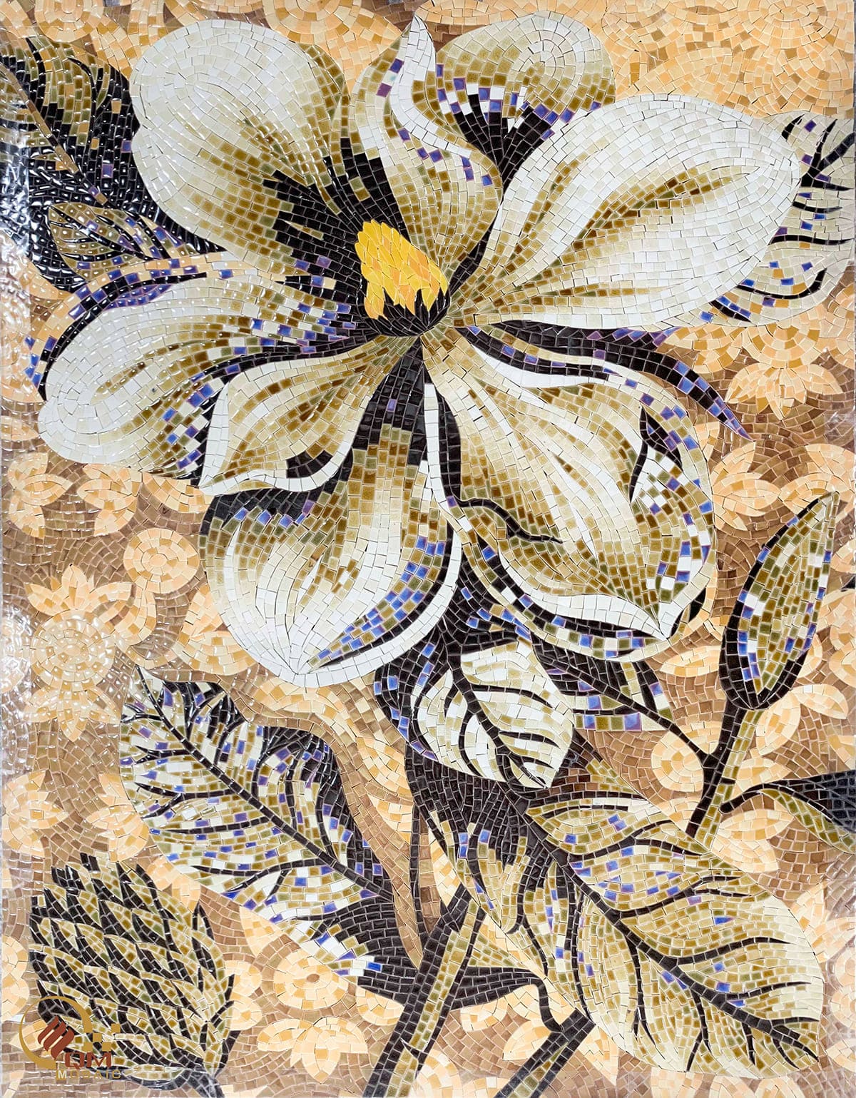 Tranh gốm mosaic Hoa Mộc Lan QM-HML01