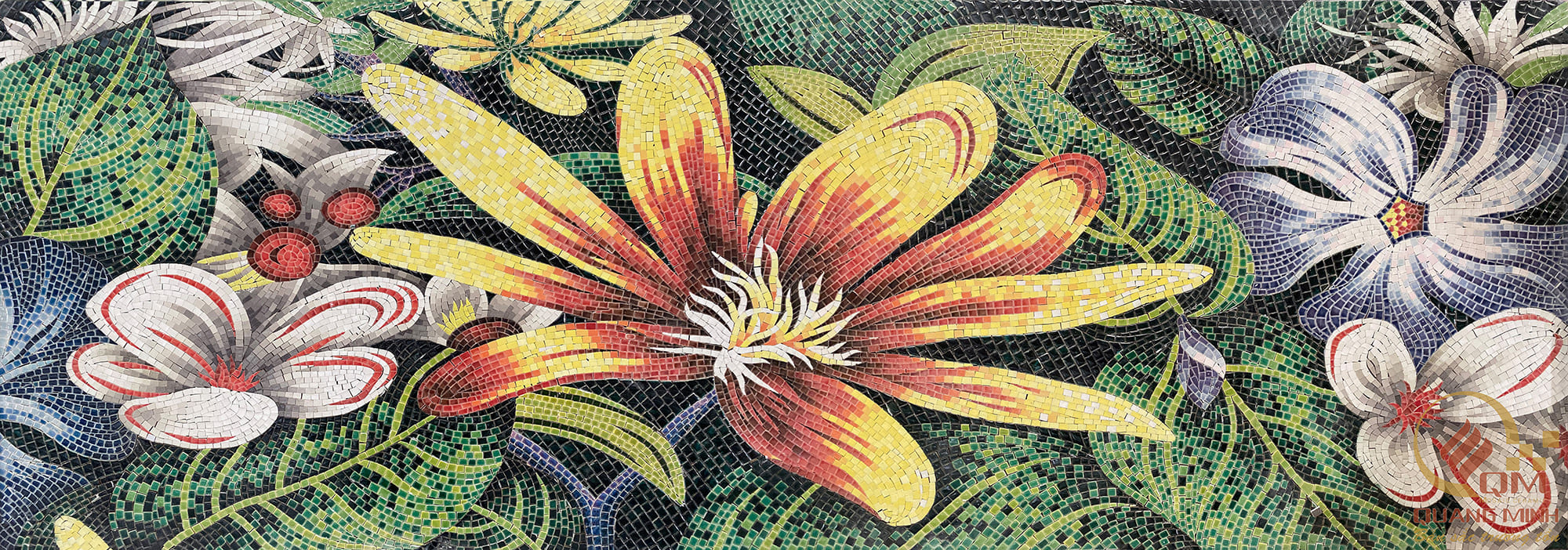 Tranh Mosaic Gốm Hoa Rừng Vàng QM-HRV01