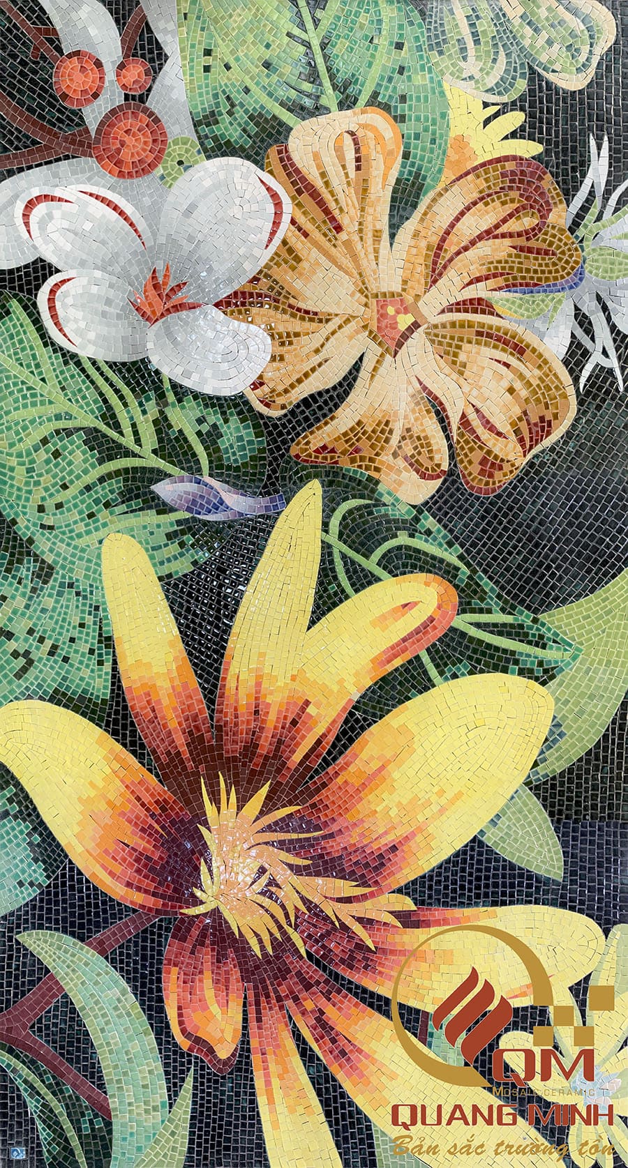 Tranh gốm mosaic Hoa Rừng Vàng QM-HRV01