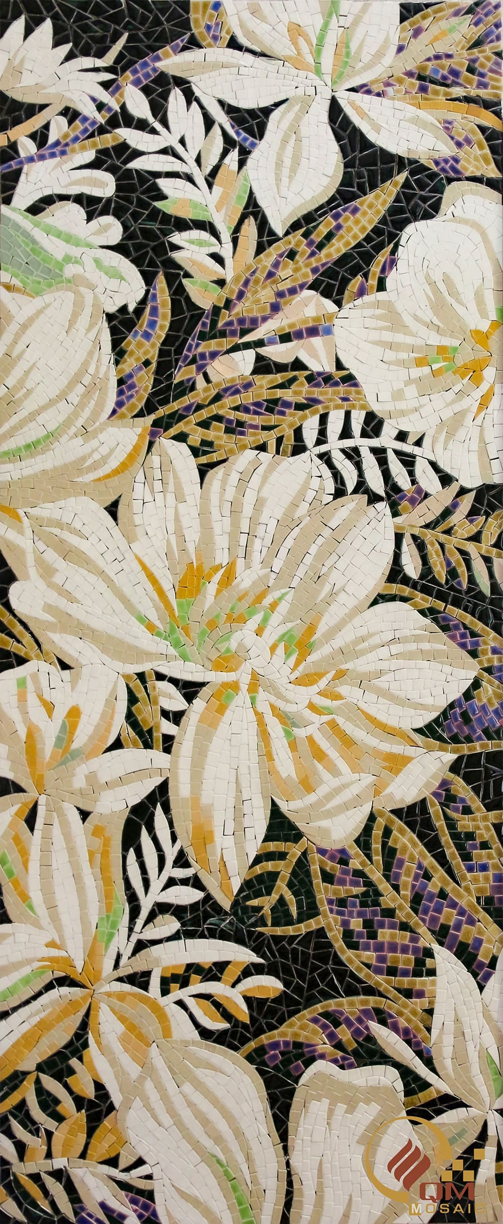 Tranh Mosaic Gốm Hoa Thược Dược (Cúc Đại Lý) QM-HTD01