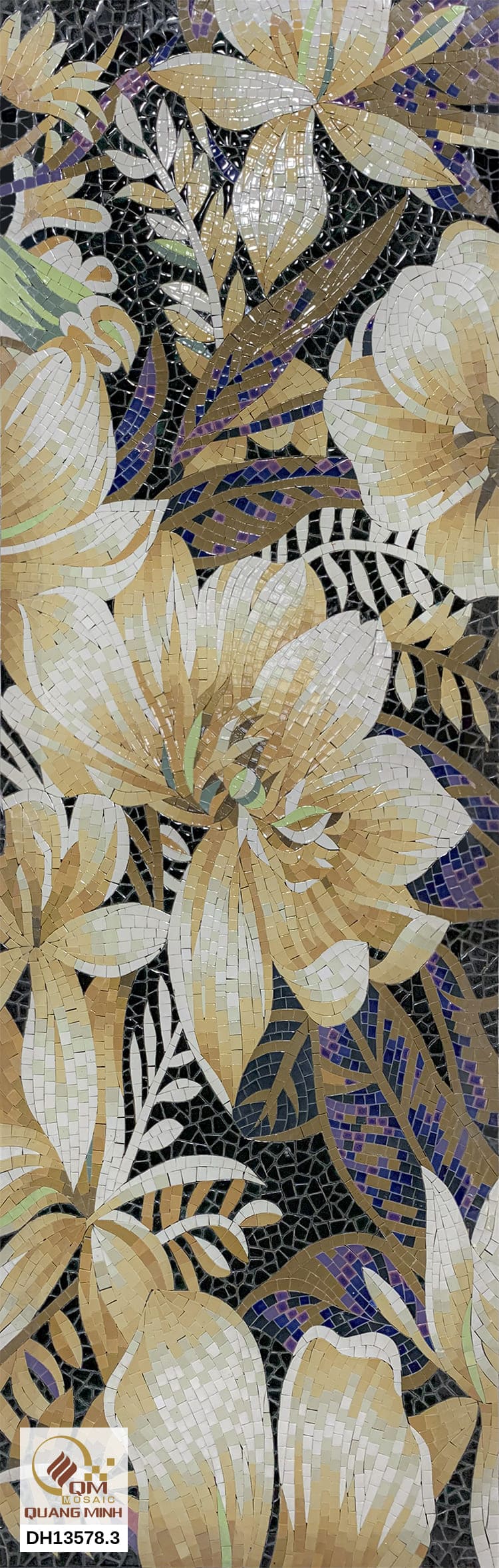Tranh Mosaic Gốm Hoa Thược Dược (Cúc Đại Lý) QM-HTD01
