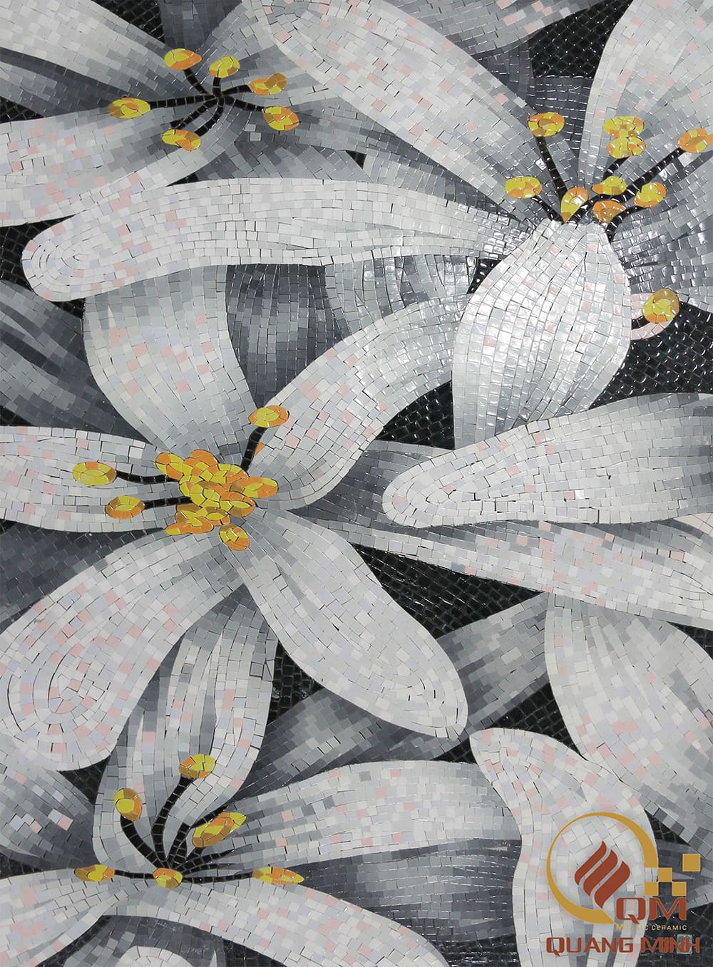 Tranh Mosaic Gốm Hoa Lily QM-HLL01