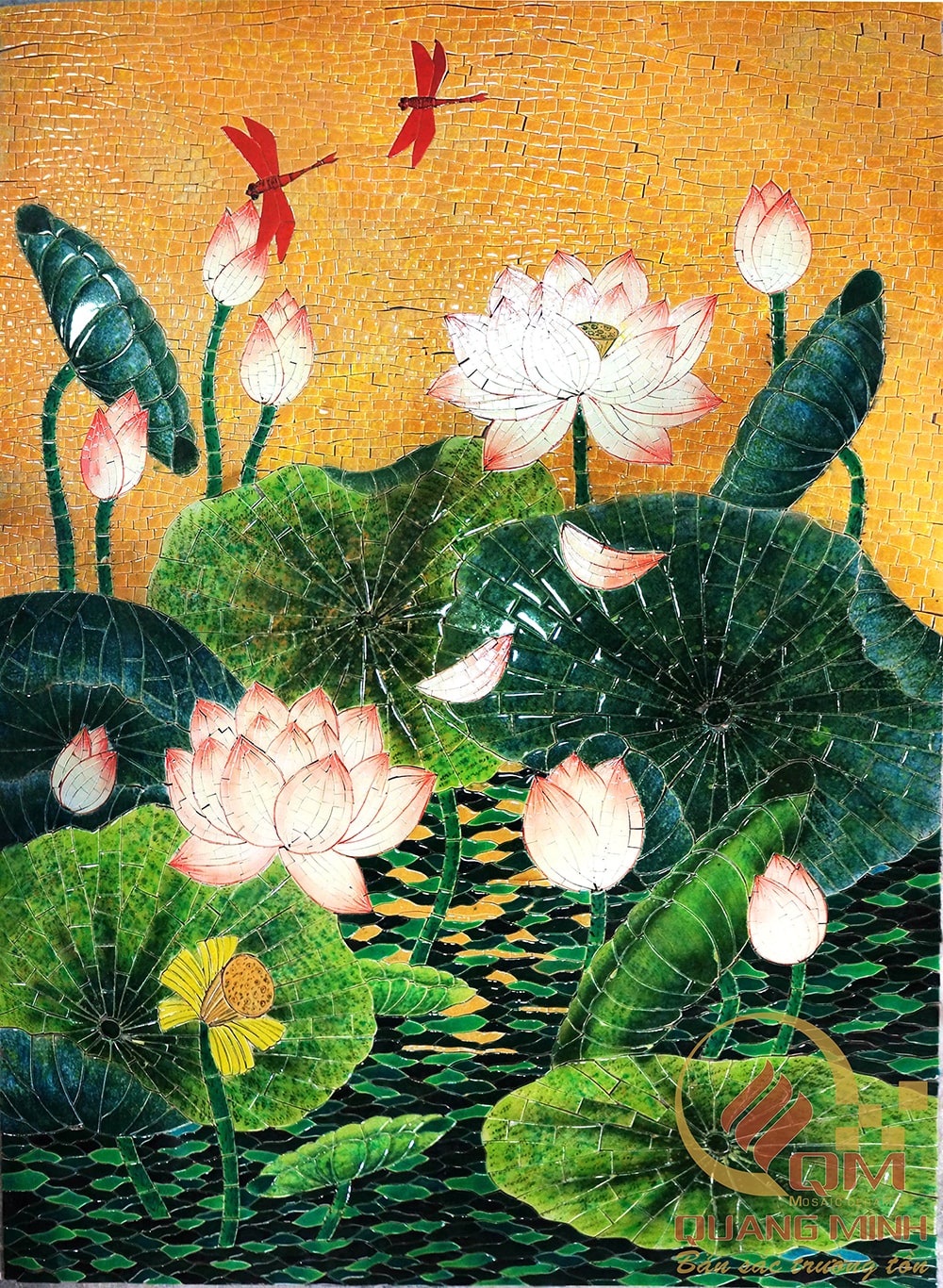 Tranh Mosaic Gốm Sen Hồng Liên QM-SHL05