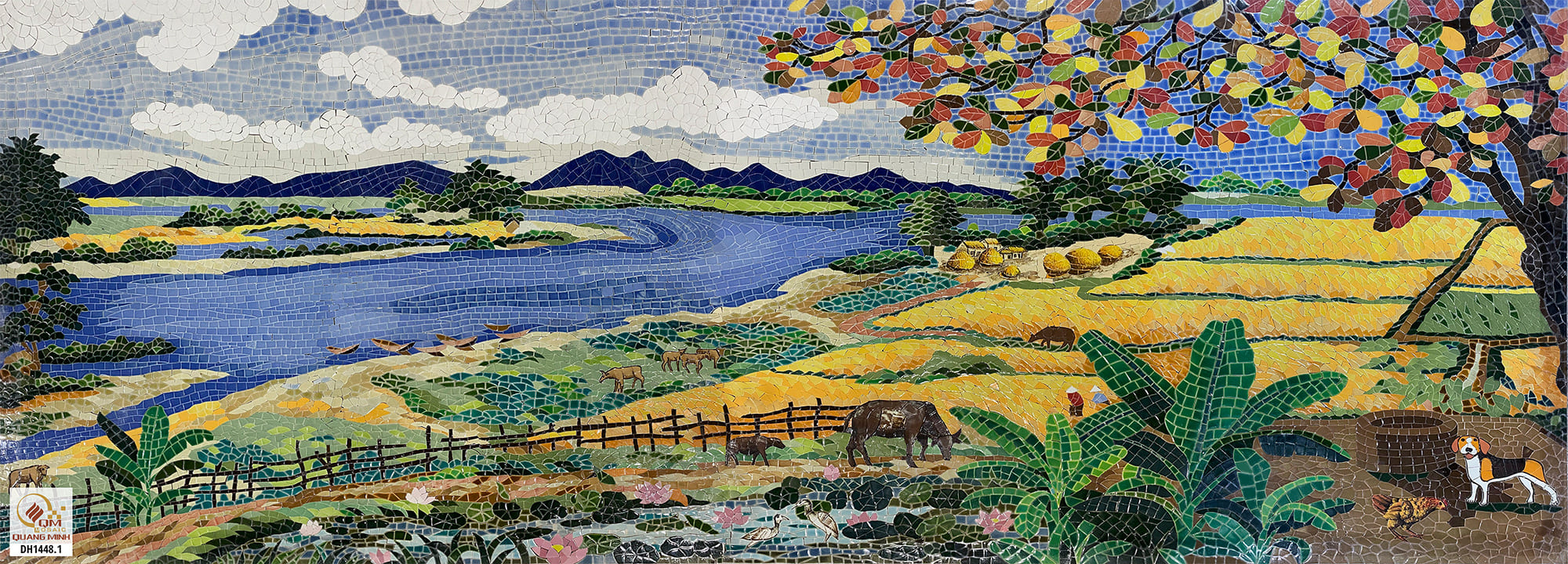 Tranh mosaic Gốm Phong cảnh Đồng Lúa QM-DL01