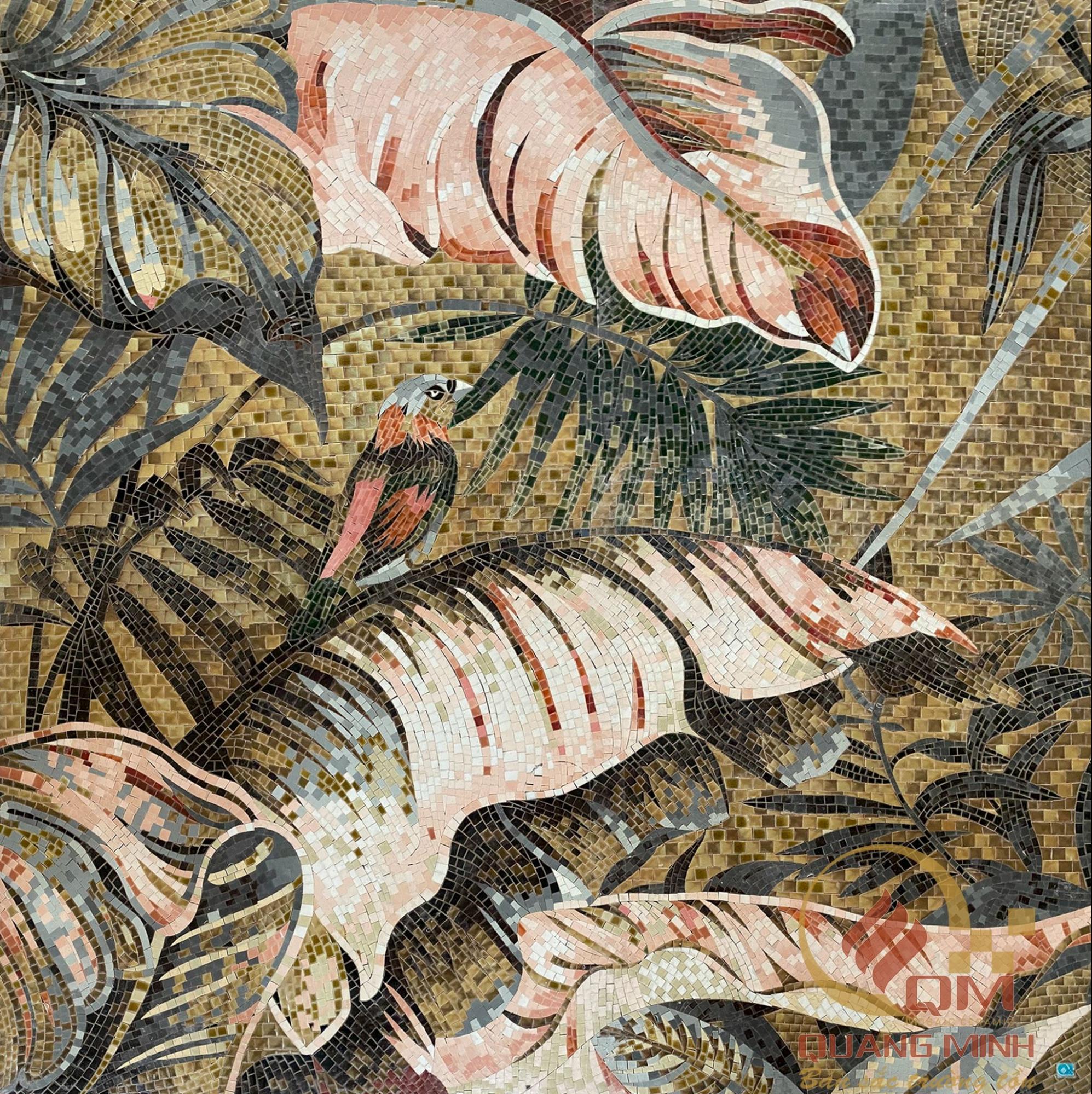 Tranh Mosaic Gốm Phong Cảnh Chuối Rừng QM-CR01