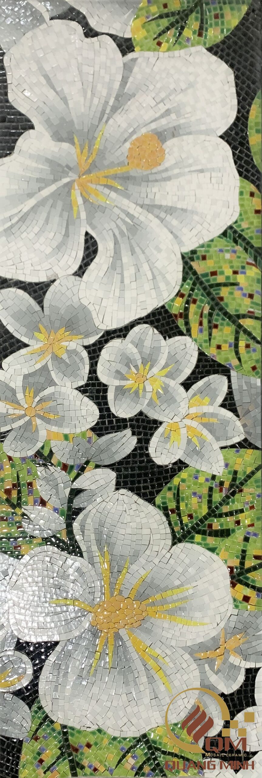 Tranh Mosaic Gốm Hoa Cẩm Quỳ Trắng QM-HCQ02