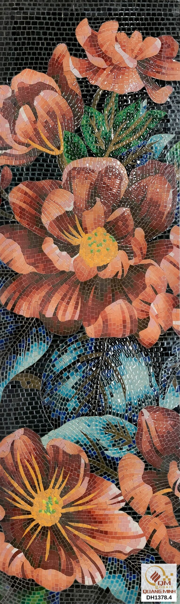 Tranh mosaic gốm Hoa Hải Đường QM-HD01