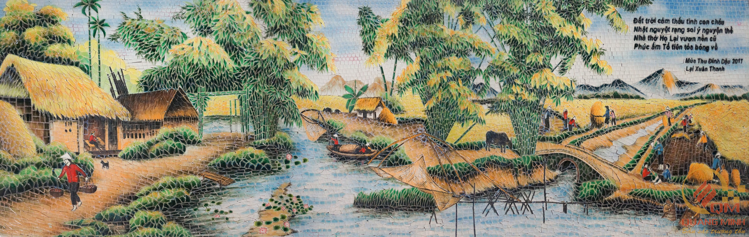 Tranh Mosaic Gốm Phong cảnh Làng Quê QM-LQ01