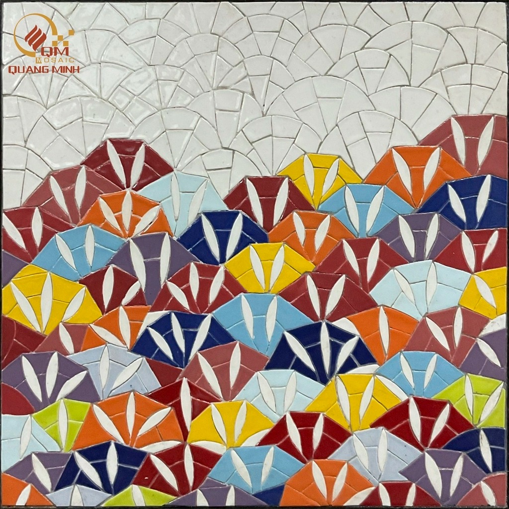 Bàn vuông Trà, Cafe bằng Gốm Mosaic – Họa tiết Cát Tường QM-BT08