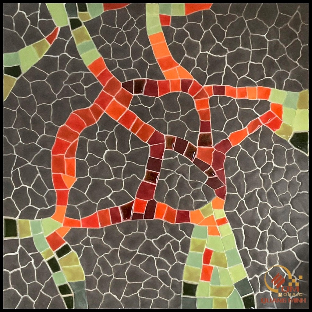 Bàn vuông Mosaic Gốm – Họa tiết Magma QM-BT04