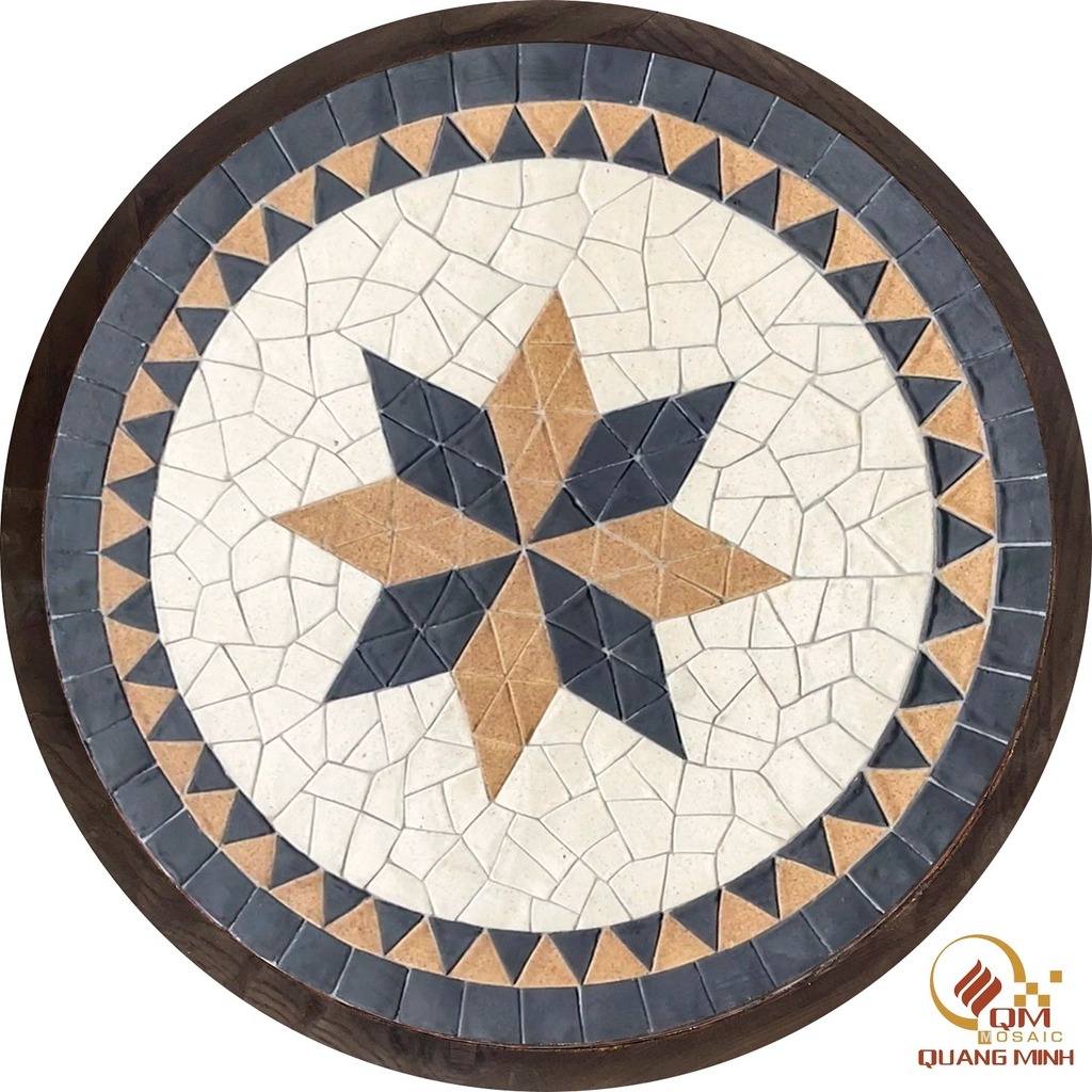 Bàn Tròn Mosaic Gốm – Họa tiết Tóc Tiên QM-BT22