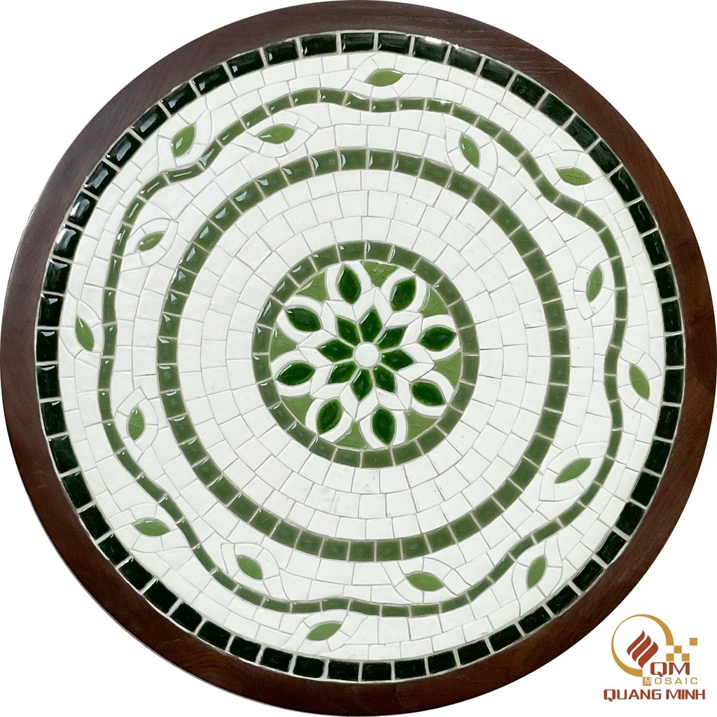 Bàn tròn Trà, Cafe bằng Gốm Mosaic – Họa tiết Thanh Diệp QM-BT19