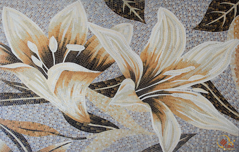 Tranh Mosaic Gốm Hoa Ly Vàng QM-HLY03