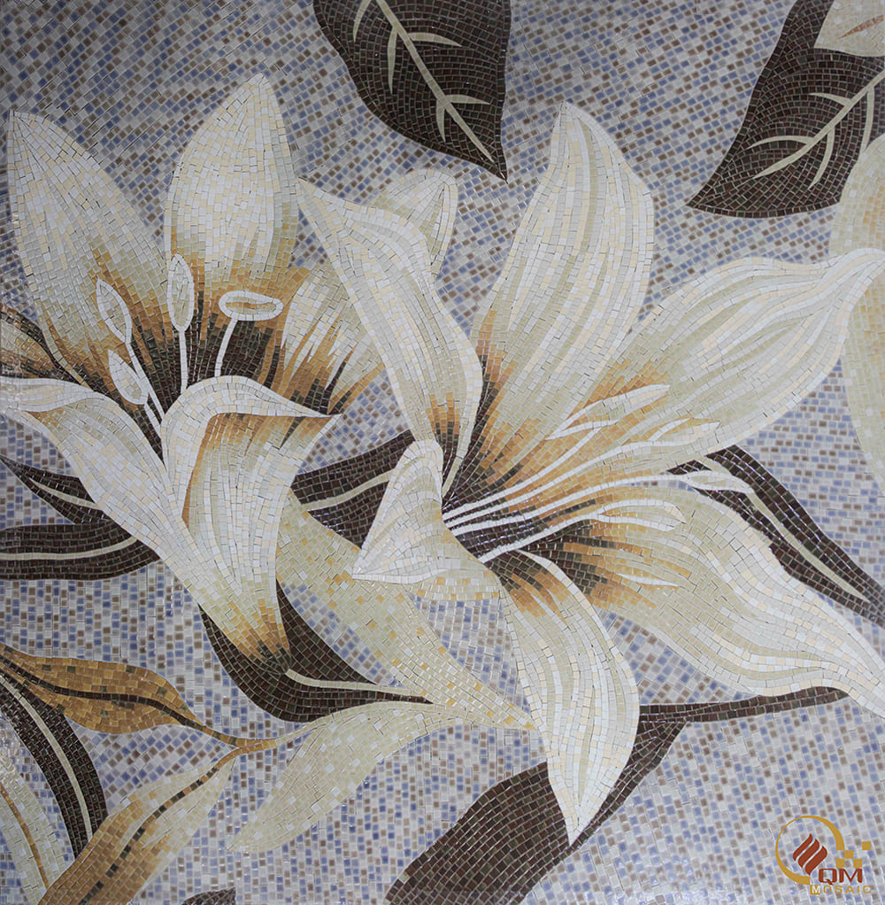 Tranh Mosaic Gốm Hoa Ly Vàng QM-HLY03