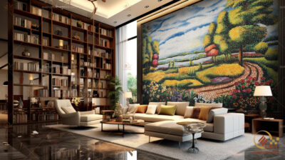 Tranh mosaic phong cảnh QM-TPC01 trang trí phòng khách đẹp
