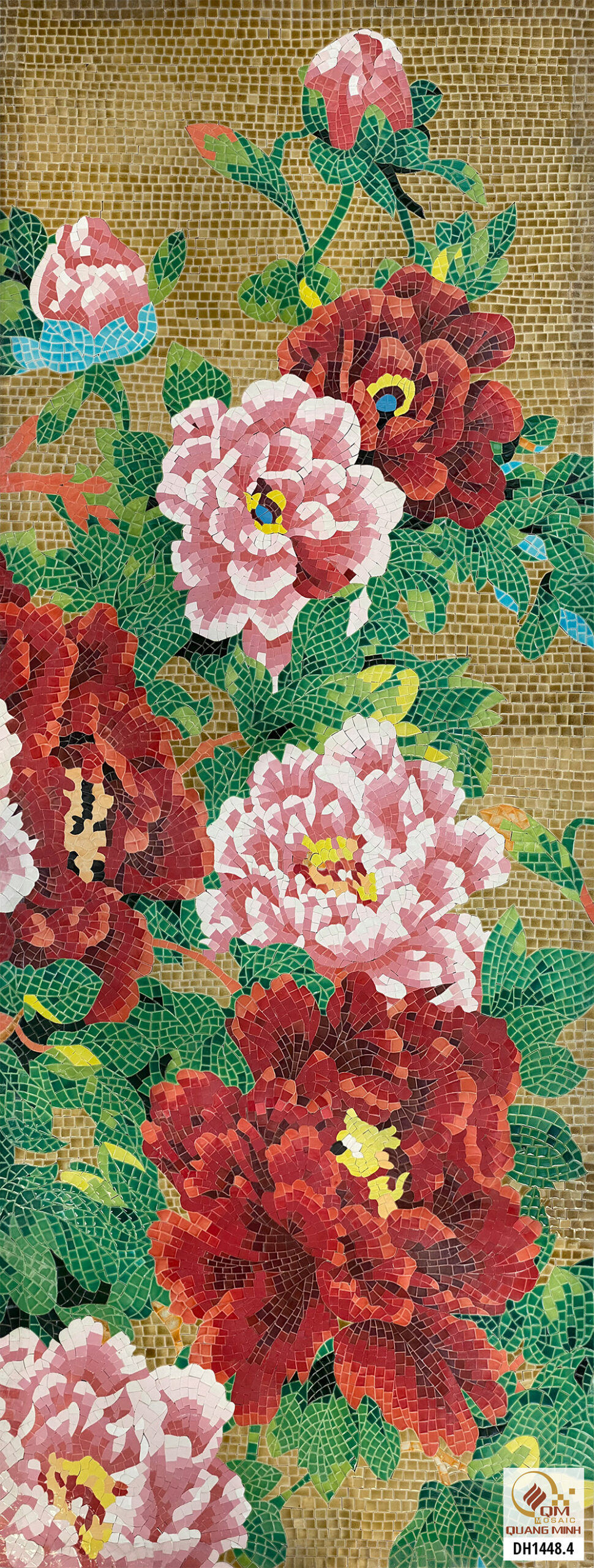 Tranh Mosaic Gốm Hoa Mẫu Đơn QM-HMD01