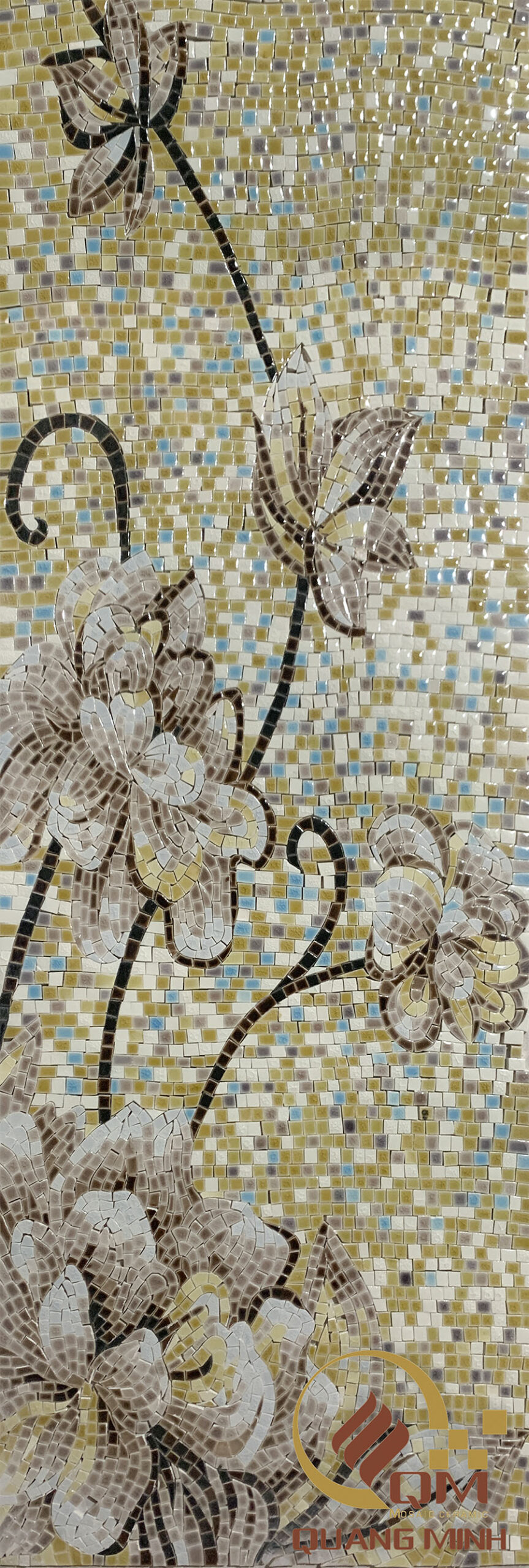 Tranh gốm mosaic Hoa Mẫu Đơn Trắng QM-HMD03