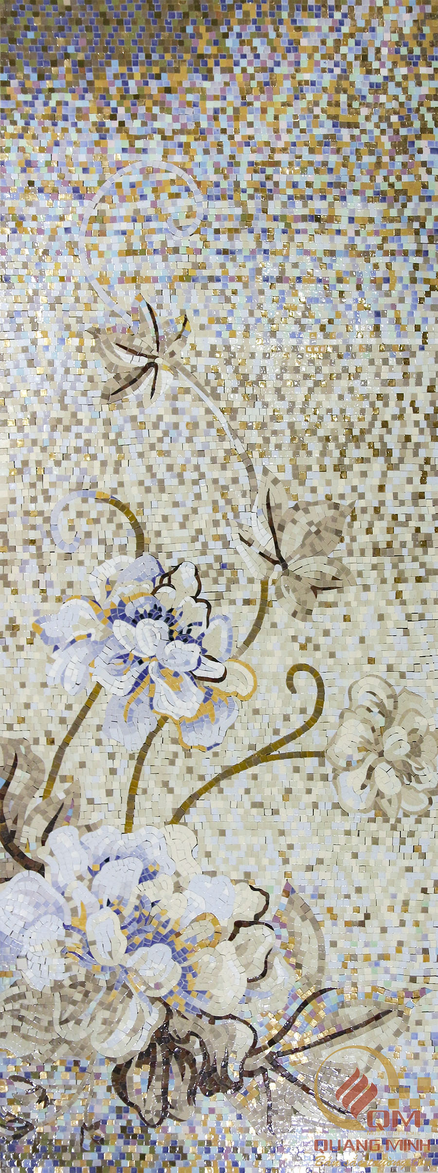 Tranh Mosaic Gốm Hoa Mẫu Đơn Trắng QM-HMD03