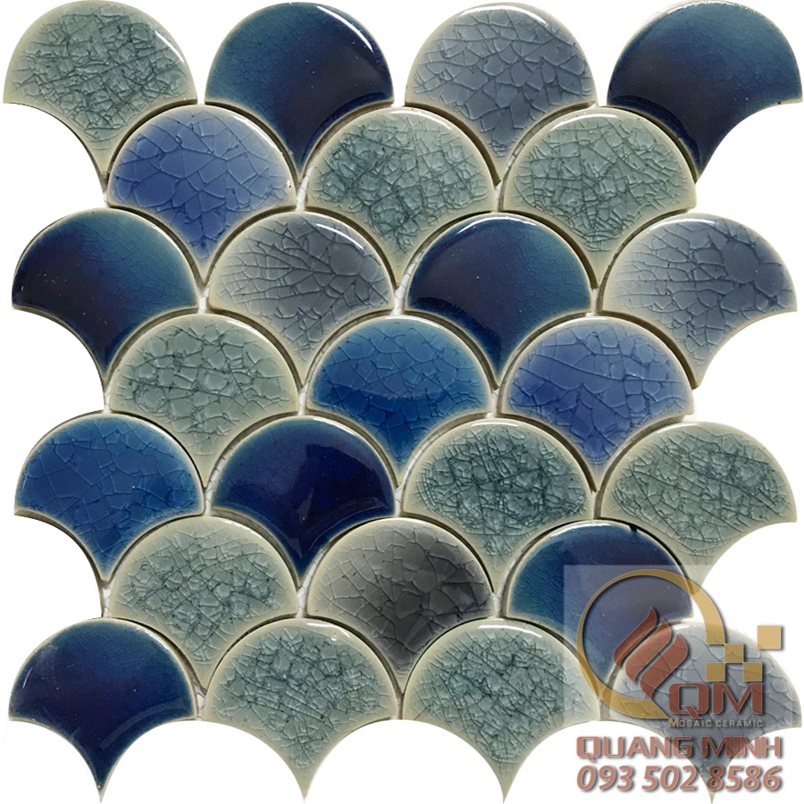 Gạch mosaic gốm vảy cá trộn màu QM-VCMT01